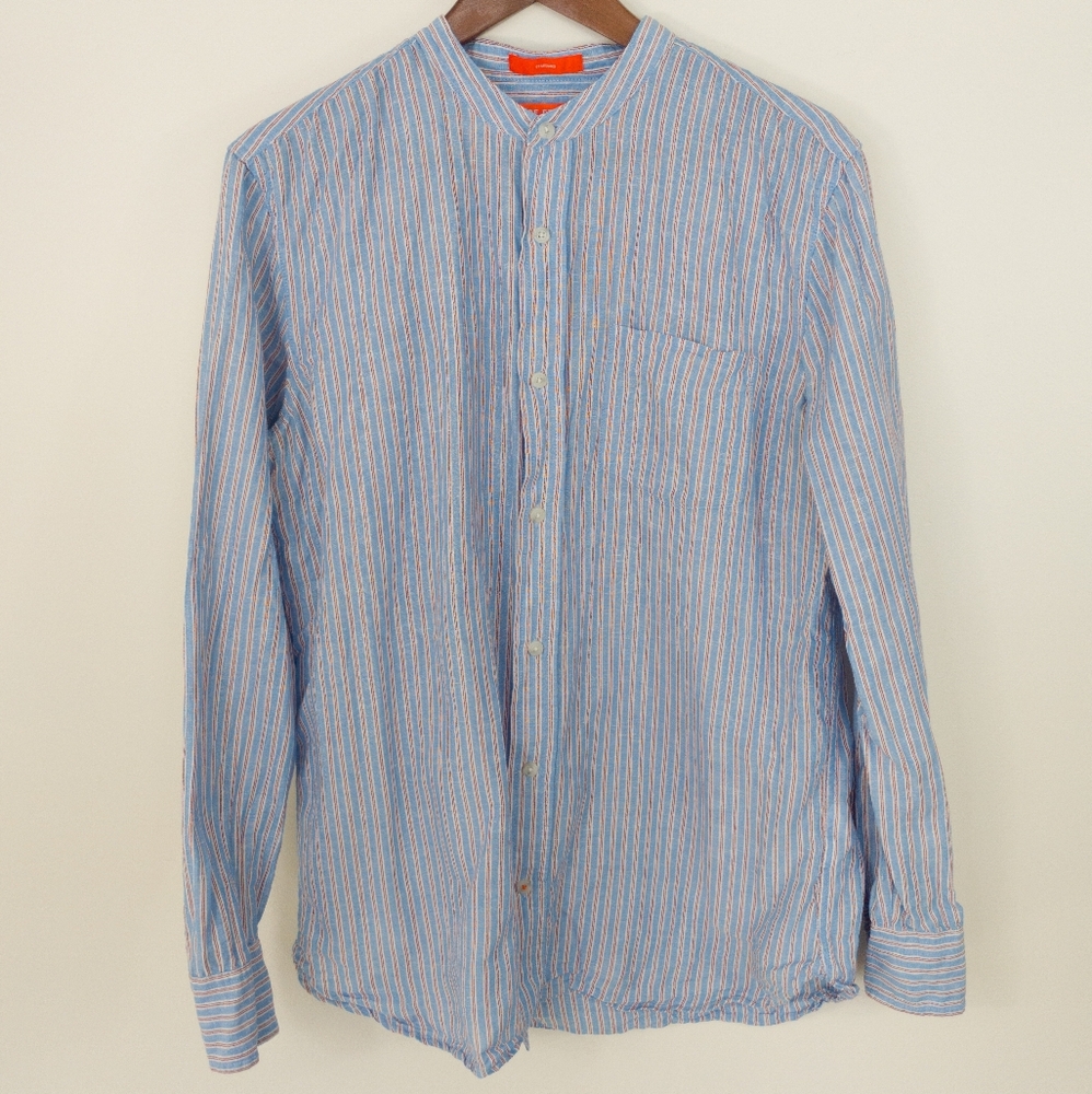 Joe Fresh Linen Blend Striped Shirt Size Medium